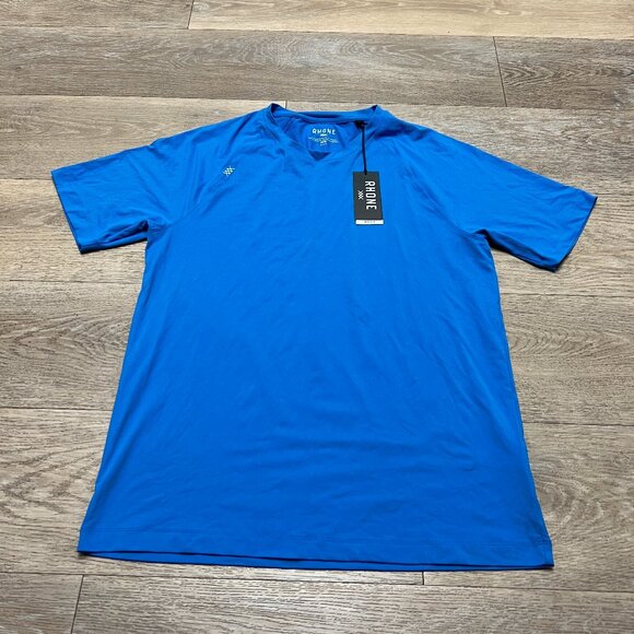NWT Rhone Reign Shirt Size Medium Blue Short Sleeve Goldfusion UPF 50+ - Picture 1 of 11